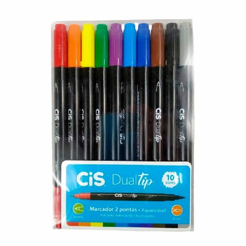 Jogo de Caneta Dualtip Aquarelável C/10 unidades Cis Sertic
