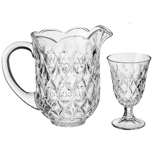 Conjunto 6 taças e jarra de cristal lile Lyor Coliseu Presentes