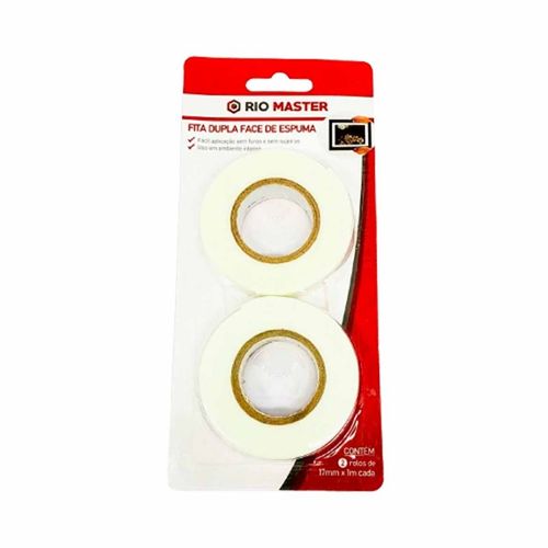 Fita dupla face de espuma com 2 peças 17mmx1m Rio Master