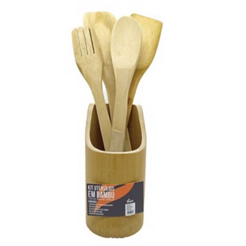 Kit Utensílios 5 Peças em Bambu Livon