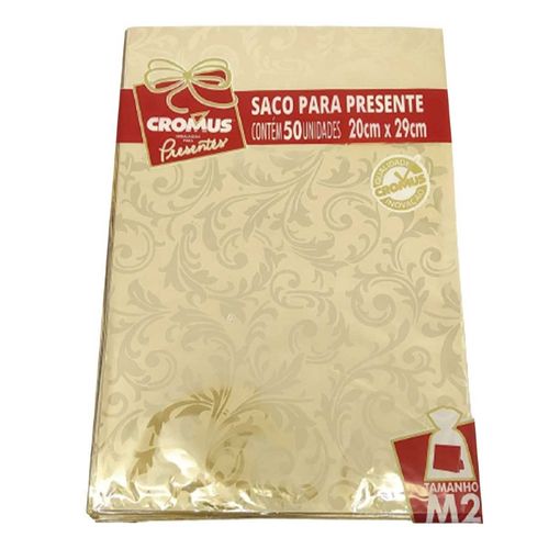 Saco de presente casual cores metalizado 50 unidades 20x29cm  Cromus Cromus Embalagem