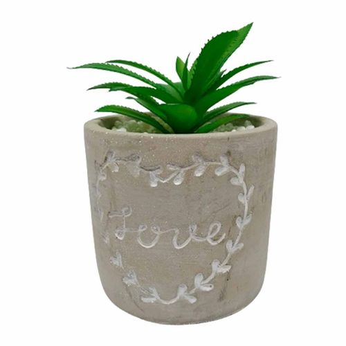 Vaso C/ Planta Artificial Decorativo 10x14cm em Cimento Fwb