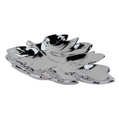 Prato Folha Decorativo de Cerâmica 29x25x7cm Rojemac