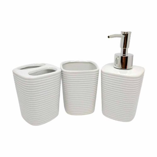 Kit banheiro de cerâmica branco 3 peças Rojemac