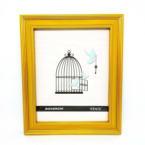 Porta retrato 1 foto de plástico moldura metalizada 20x25cm Yin's YIN`S