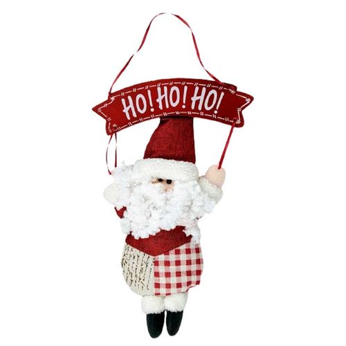 Papai Noel C/ Placa 43cm em Madeira Fartex