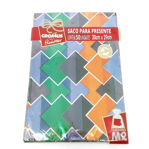 Saco de Presente Casual 50 Peças 20x29cm em Plástico Cromus Embalagem