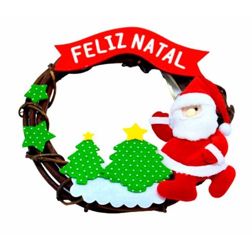 Guirlanda Feliz Natal 25cm em Plástico Multiart