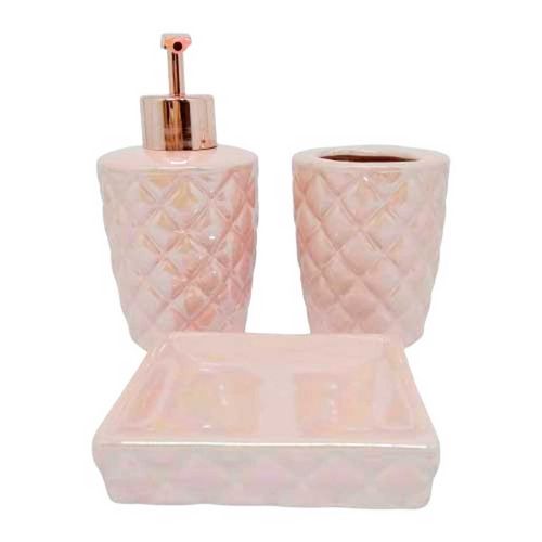 Kit Banheiro de Porcelana 3 Peças Rio de Ouro