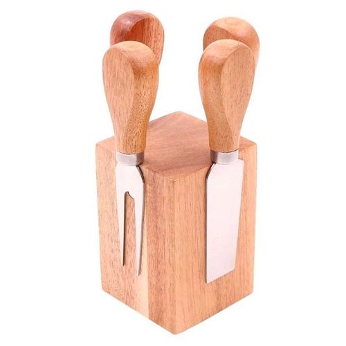 Jogo para Queijo Inox e Mdf 4 Peças UniHome