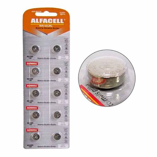 Bateria Alcalina Botão 10 Peças Alfacell Imporiente