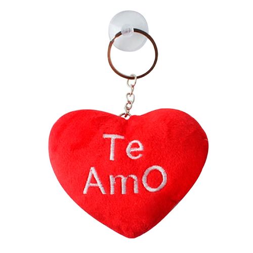 Chaveiro C/ Ventosa Coração Te Amo em Pelúcia 12cm Wellmix
