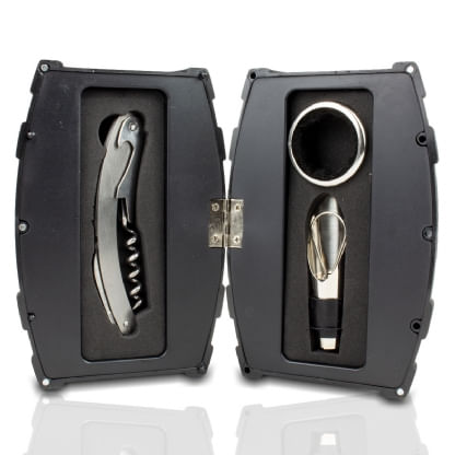 Kit de vinho estojo barril pvc 3 peças aço inox Unihome