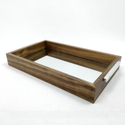 Bandeja Decorativa Espelhada Rustica 30x18cm em Madeira Vipa Comercio