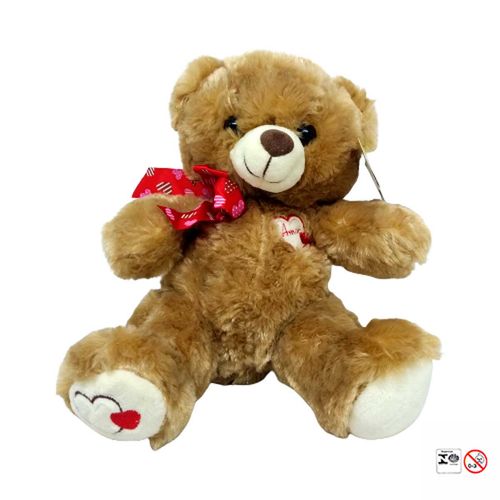 Urso De Pelúcia C/ Laço 20cm em Poliéster Fizzy