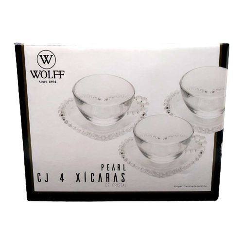 Jogo de Xícaras em Cristal Pearl 4 Peças 85ml Rojemac