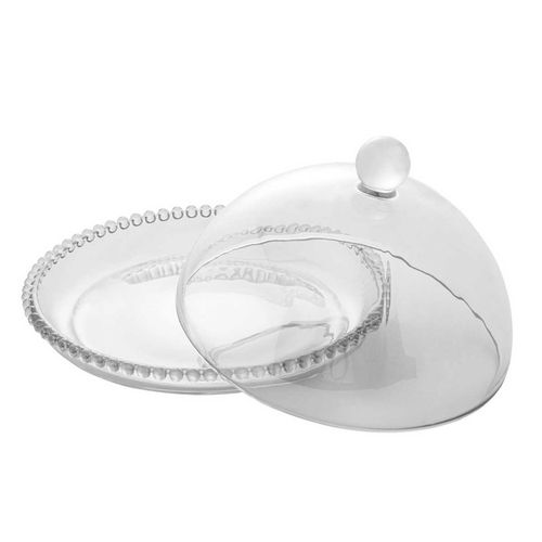 Queijeira de Cristal Pearl 20x12cm em Vidro Rojemac