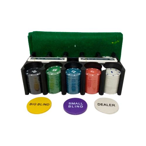 Kit Jogo de Poker 200 Fichas + 2 Baralho e 1 Toalha de Mesa 87cm Imporiente