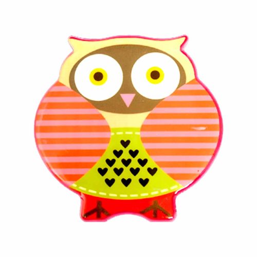 Imã para geladeira coruja de porcelana 8x7cm Imporbras