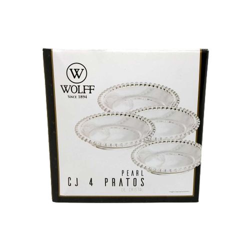 Conjunto de Pratos Cristal Pearl 14cm 4Peças Rojemac
