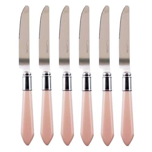 Jogo de Facas 6 Peças 23cm Rosa em Aço Inox Lyor