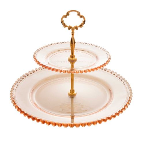 Prato Duplo Cristal P/Doces Pearl Âmbar 19x32x24cm Rojemac