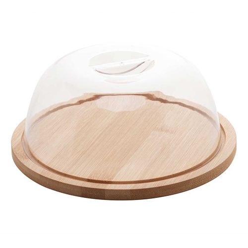 Prato P/Queijo em Bambu Com Tampa em Plástico 18,5x5,8cm Lyor