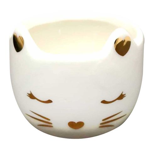 Porta Joia Gatinho Decorativo 8x7cm em Porcelana Zimex