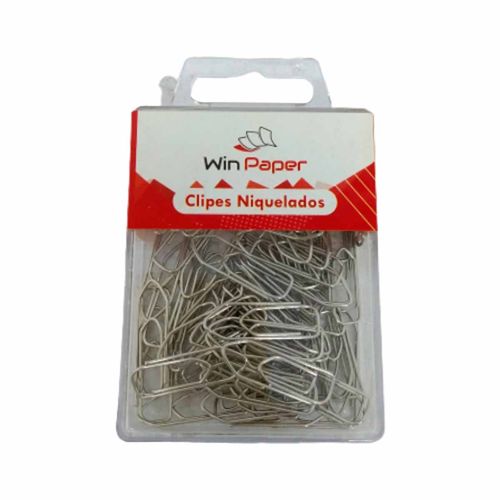 Caixa de Clipes Niquelados 80 unidades 28mm Metal Wincy