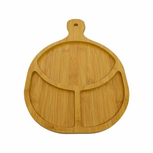 Petisqueira Oval 3 Divisórias 24x34cm em Bambu Imporiente