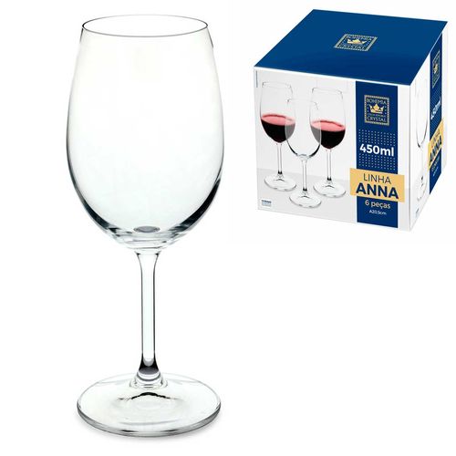 Jogo de Taças Anna P/ Vinho 6 Peças 450ml  em Cristal Fullfit