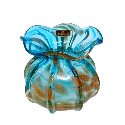 Vaso Murano Trouxinha em Vidro Azul Fullfit