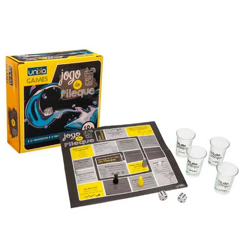 Jogo 4 Copos com Dado Rei do Pileque Unika Games Unika Comercio