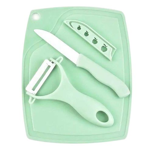 Kit Tábua de Corte, Faca e Descascador de Plástico e Cerâmica Livon