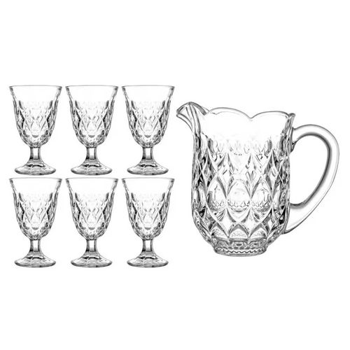 Conjunto 6 taças e jarra de cristal lile Lyor Coliseu Presentes
