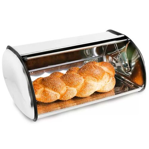 Porta Pão em Aço Inox e Plástico Kehome