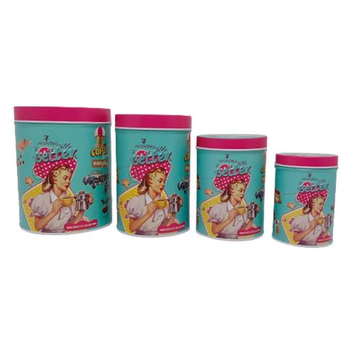 Conjunto de Latas em  Metal 4 Peças Modelos Sortidos Dolce Home
