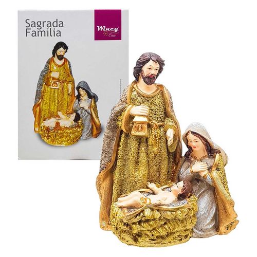 Sagrada Família Decorativa 15x11x20cm em Resina Rio de Ouro