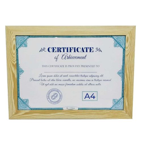 Quadro Certificado A4 em MDF 34x25,2cm Sanxia