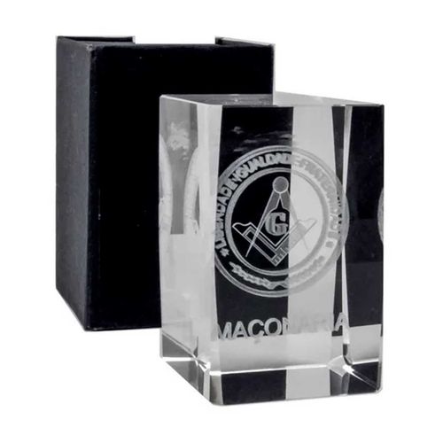 Cubo Decorativo Maçonaria em Vidro 5x5x8cm Forbees