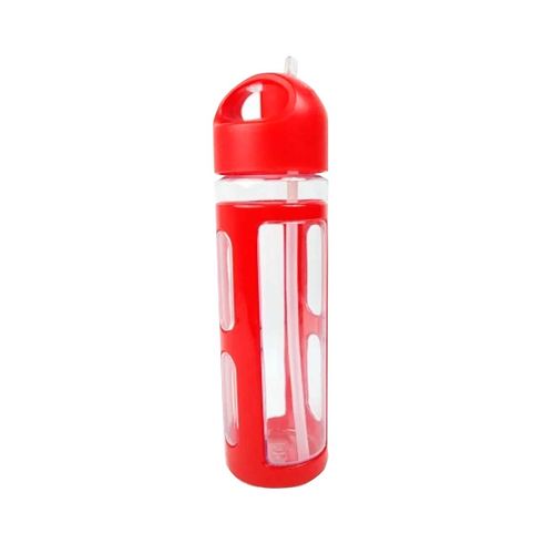 Garrafa de plástico london com tampa e canudo no bico vermelho 700ml Livon