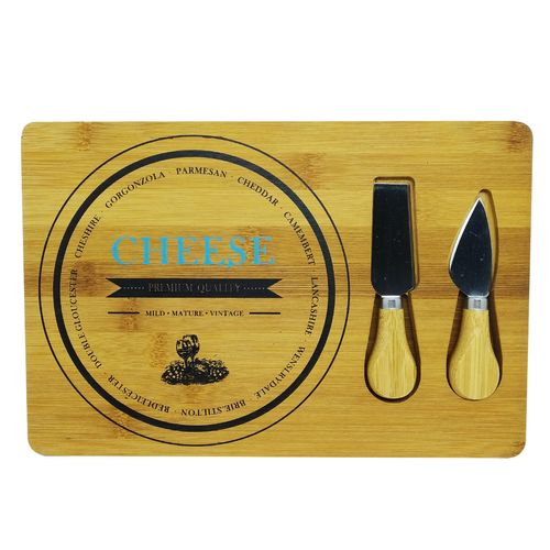 Conjunto de Tábua e Faca P/ Queijo Bambu e Inox 30cm Hauskraft