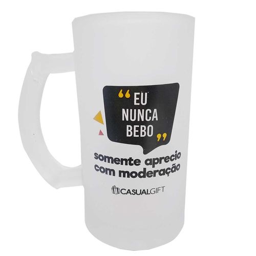 Caneca de Chopp Eu Nunca Bebo de Vidro 480ml 3B Comercio
