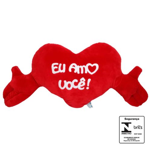 Almofada Coração C/ Braços Eu Amo Você 30x60x10cm HSU USIEH