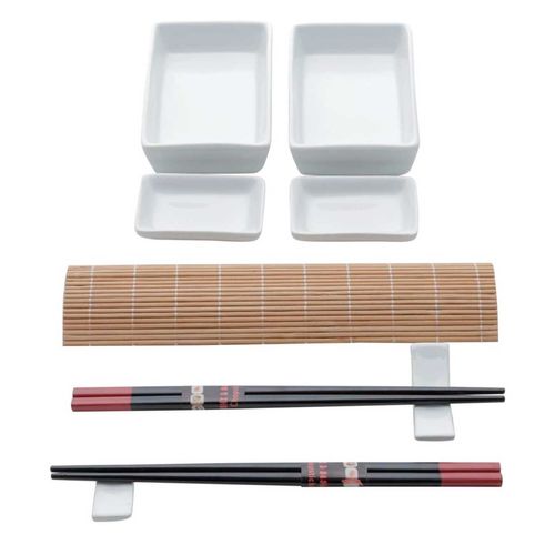 Conjunto para sushi de bambu e cerâmica kyoto 10 peças Lyor Coliseu Presentes