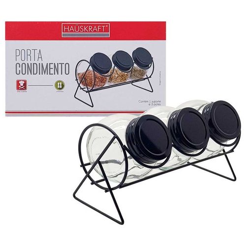 Porta Condimentos 4 Peças em  Vidro Hauskraft