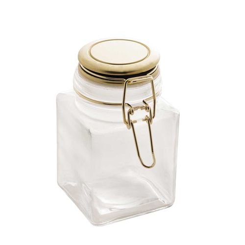 Pote Hermético de Vidro 7x12cm C/ Tampa em Metal Dourado Lyor