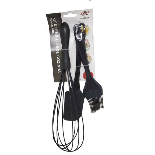 Kit Utensílios de Cozinha de Silicone 3 peças Cores Sortidas  Amigold