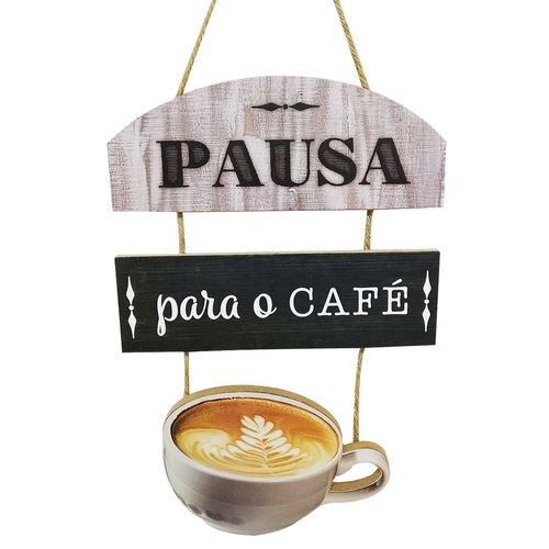 Placa Decorativa Coffee 29x19,3cm em Madeira FWB