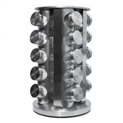 Porta Temperos Giratório 21 Peças em Inox Livon